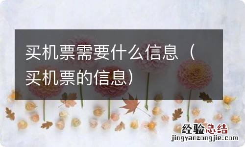 买机票的信息 买机票需要什么信息