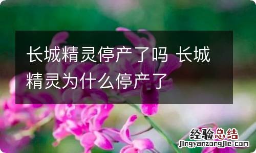 长城精靈停产了吗 长城精靈为什么停产了