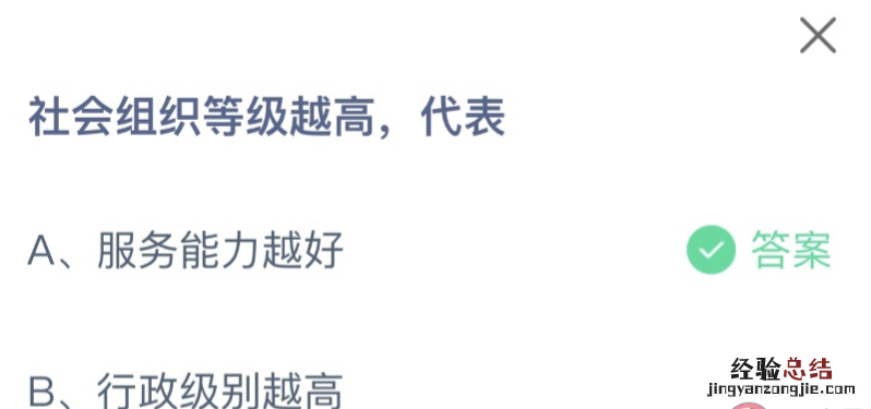 蚂蚁小课堂6.15今日答案最新：社会组织等级越高，代表什么？