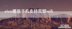 vivo哪些手机支持双频wifi vivo哪款手机支持双wifi