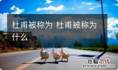 杜甫被称为 杜甫被称为什么