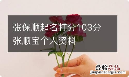 张保顺起名打分103分 张顺宝个人资料