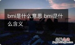 bmi是什么意思 bmi是什么含义