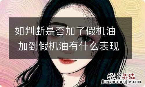 如判断是否加了假机油 加到假机油有什么表现