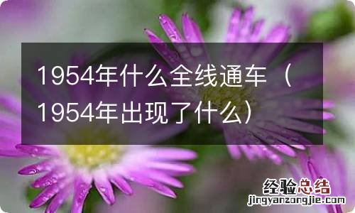 1954年出现了什么 1954年什么全线通车