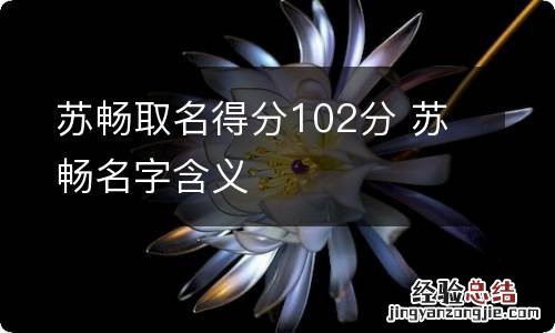 苏畅取名得分102分 苏畅名字含义