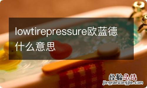 lowtirepressure欧蓝德什么意思