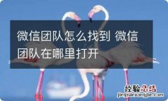 微信团队怎么找到 微信团队在哪里打开