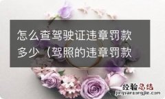 驾照的违章罚款怎么查 怎么查驾驶证违章罚款多少