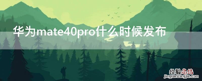 华为mate40pro什么时候发布