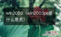 win2003pe是什么意思 win2003