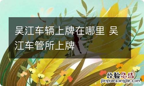 吴江车辆上牌在哪里 吴江车管所上牌