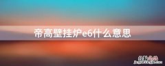 帝高壁挂炉e6什么意思 上海帝高燃气壁挂炉E6