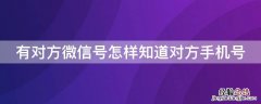 有对方微信号怎样知道对方手机号