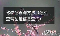 怎么查驾驶证信息查询 驾驶证查询方法