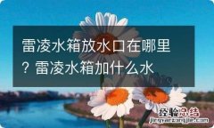 雷凌水箱放水口在哪里? 雷凌水箱加什么水