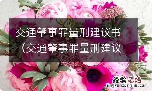 交通肇事罪量刑建议书律师 交通肇事罪量刑建议书