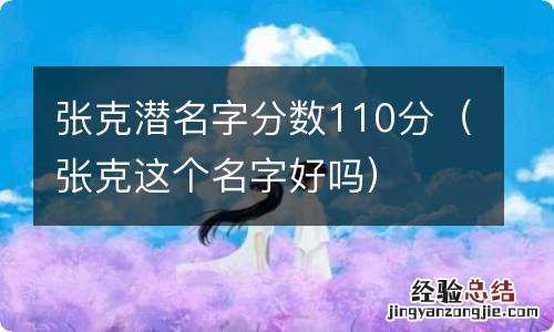 张克这个名字好吗 张克潜名字分数110分