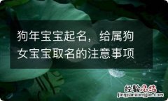 狗年宝宝起名，给属狗女宝宝取名的注意事项