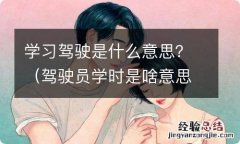 驾驶员学时是啥意思 学习驾驶是什么意思？