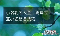 小名乳名大全，鸡年宝宝小名起名技巧