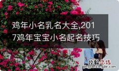 鸡年小名乳名大全,2017鸡年宝宝小名起名技巧