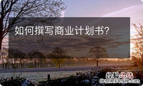 如何撰写商业计划书?