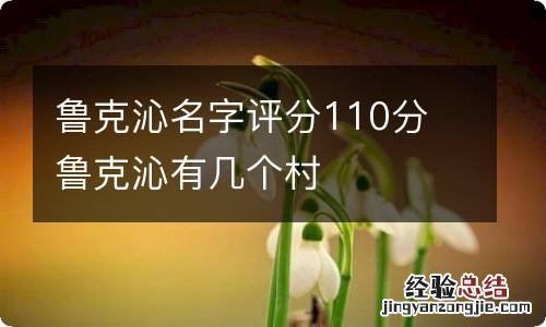 鲁克沁名字评分110分 鲁克沁有几个村