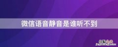 微信语音静音是谁听不到