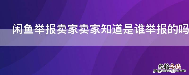 闲鱼举报卖家卖家知道是谁举报的吗