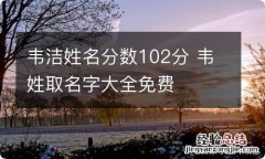 韦洁姓名分数102分 韦姓取名字大全免费