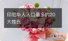 印尼华人人口最多的20大姓氏