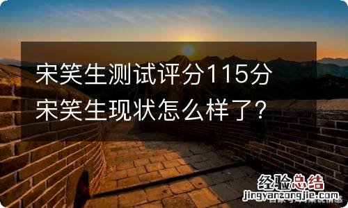 宋笑生测试评分115分 宋笑生现状怎么样了?