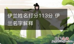 伊兰姓名打分113分 伊兰名字解释