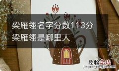 梁雁翎名字分数113分 梁雁翎是哪里人