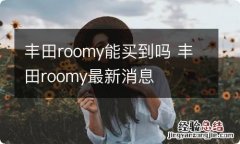 丰田roomy能买到吗 丰田roomy最新消息