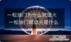 一松油门为什么就熄火 一松油门就熄火是什么原因