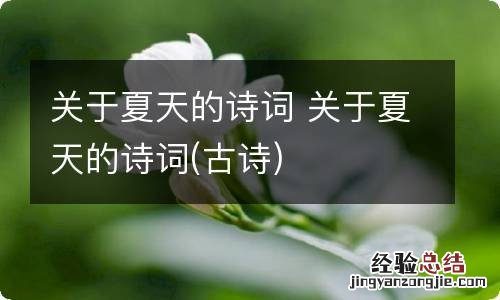 古诗 关于夏天的诗词 关于夏天的诗词