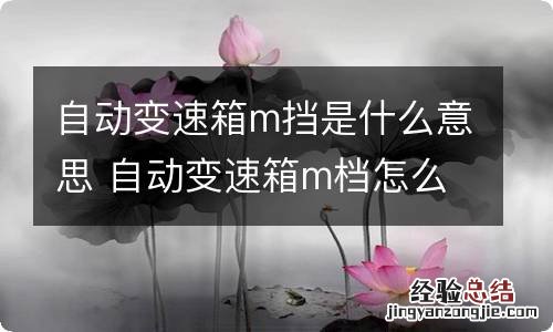 自动变速箱m挡是什么意思 自动变速箱m档怎么用