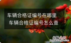 车辆合格证编号在哪里 车辆合格证编号怎么查询