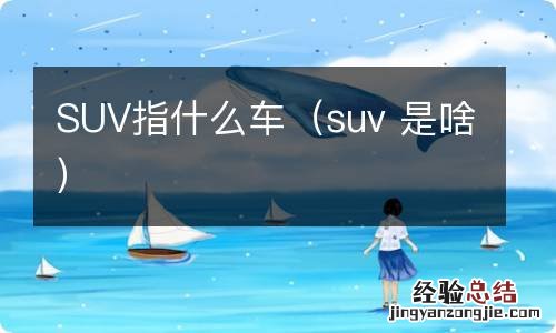 suv 是啥 SUV指什么车