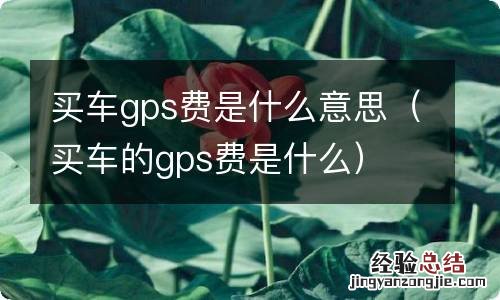 买车的gps费是什么 买车gps费是什么意思