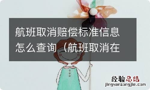 航班取消在哪里要求赔偿 航班取消赔偿标准信息怎么查询
