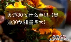 奥迪30fsi排量多大 奥迪30fsi什么意思