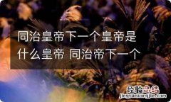 同治皇帝下一个皇帝是什么皇帝 同治帝下一个是谁