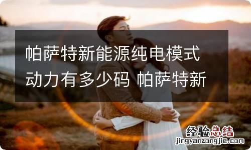 帕萨特新能源纯电模式动力有多少码 帕萨特新能源纯电跑多少公里