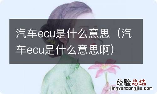 汽车ecu是什么意思啊 汽车ecu是什么意思