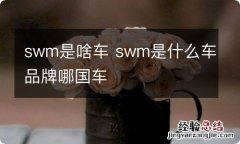 swm是啥车 swm是什么车品牌哪国车