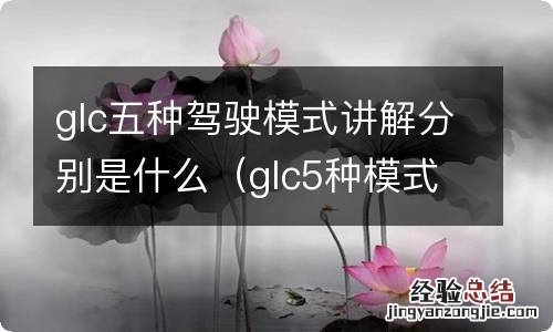 glc5种模式介绍 glc五种驾驶模式讲解分别是什么