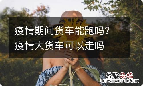 疫情期间货车能跑吗? 疫情大货车可以走吗